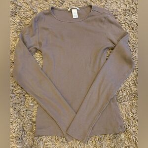 H&M Brown Long Sleeve Fitted Bodysuit, size small